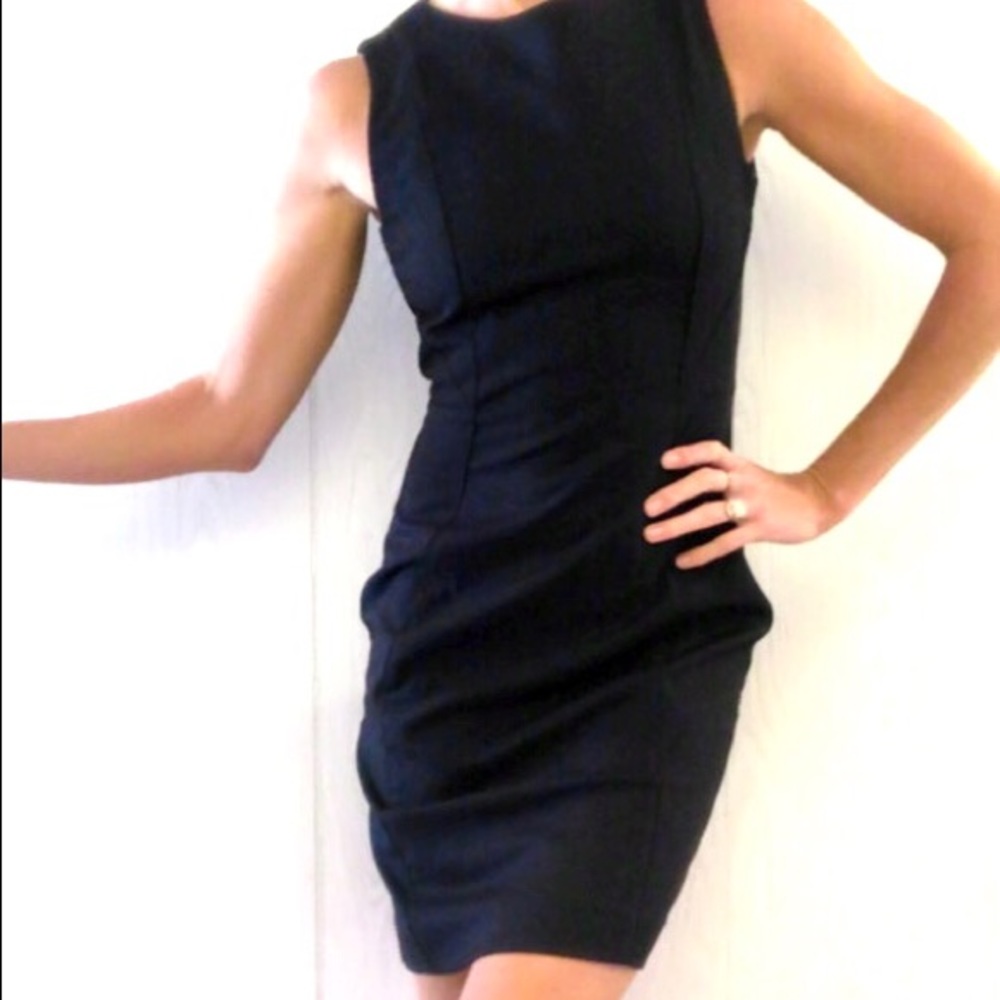 H&M navy with black cable career dress